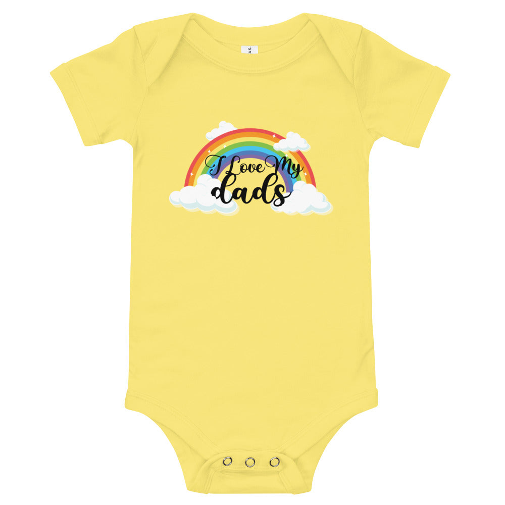 Pride Clothes - Sweet & Charming I Love My Dads Baby Pride Onesie - Yellow