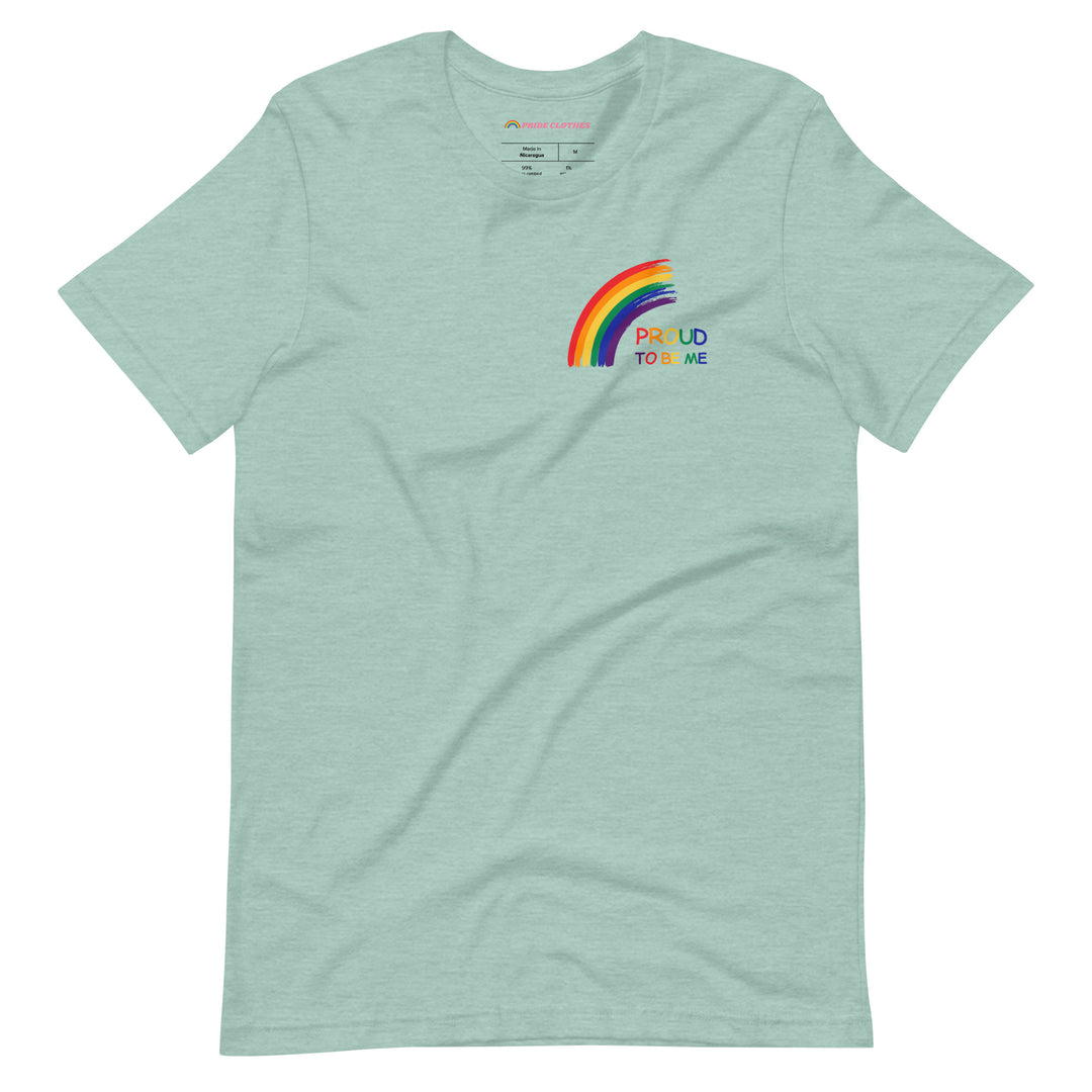 Pride Clothes - Far Beyond Basic Proud to Be Me Rainbow Pride T-Shirt - Heather Prism Dusty Blue