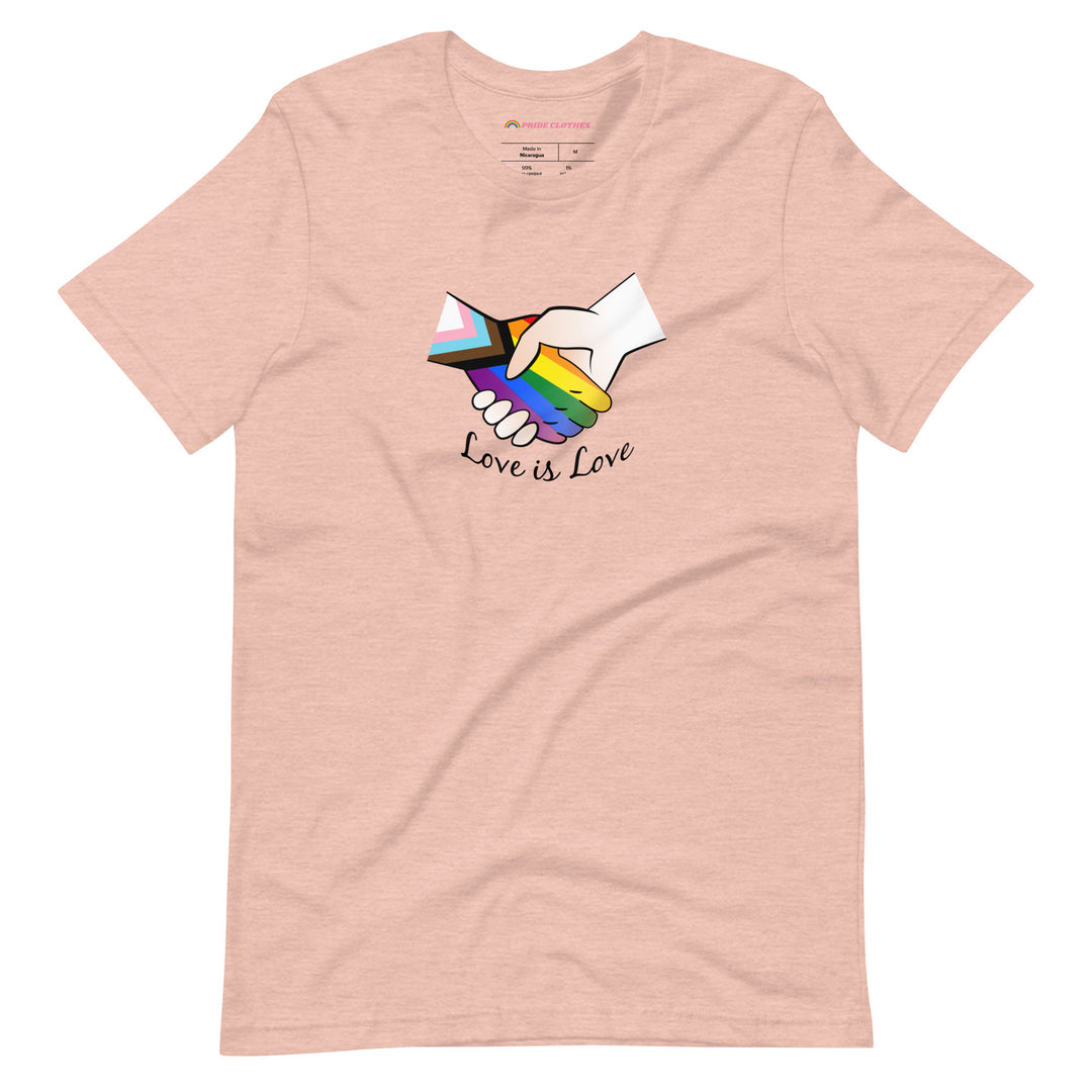 Pride Clothes - Love to No Limit Love is Love Progressive Pride T-Shirt - Heather Prism Peach