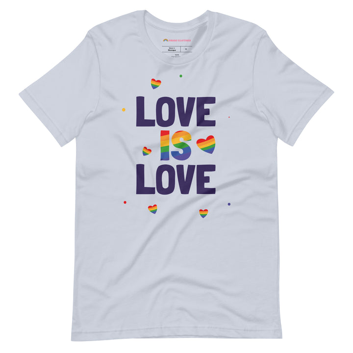 Pride Clothes - Phenomenal Floating Hearts Love Is Love Pride T-Shirt - Light Blue