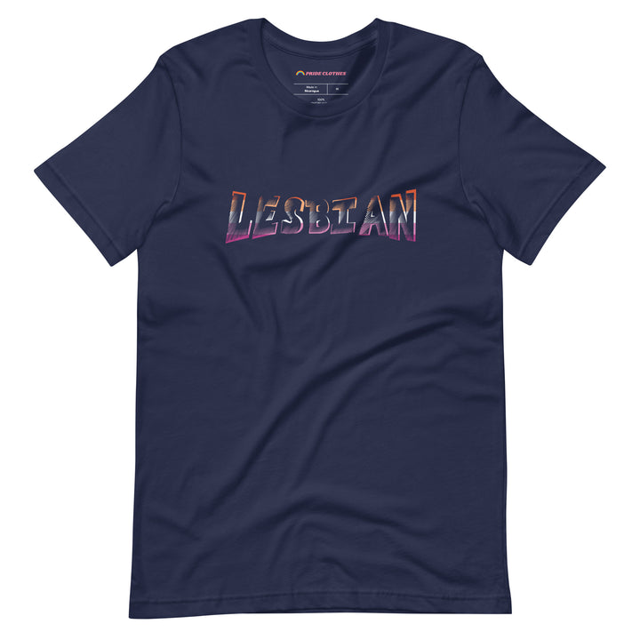 Pride Clothes - Street Style Lesbian Pride Flag Colors Art T-Shirt - Navy