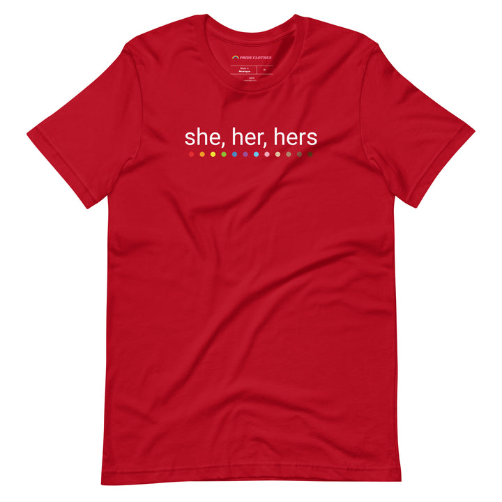 Pride Clothes - She Her Hers These Are My Pronouns T-Shirt - Red