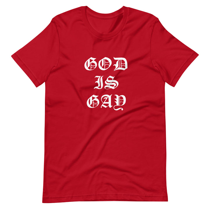 Pride Clothes - Ancient & Powerful Our God Is Gay Pride Merch T-Shirt - Red