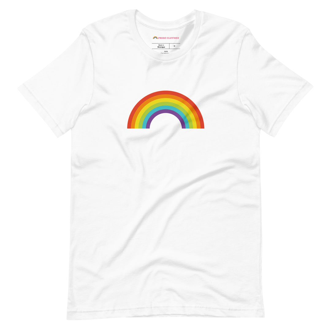 Pride Clothes - Minimalistic & Eye-Catching Gay Pride Rainbow T-Shirt - White