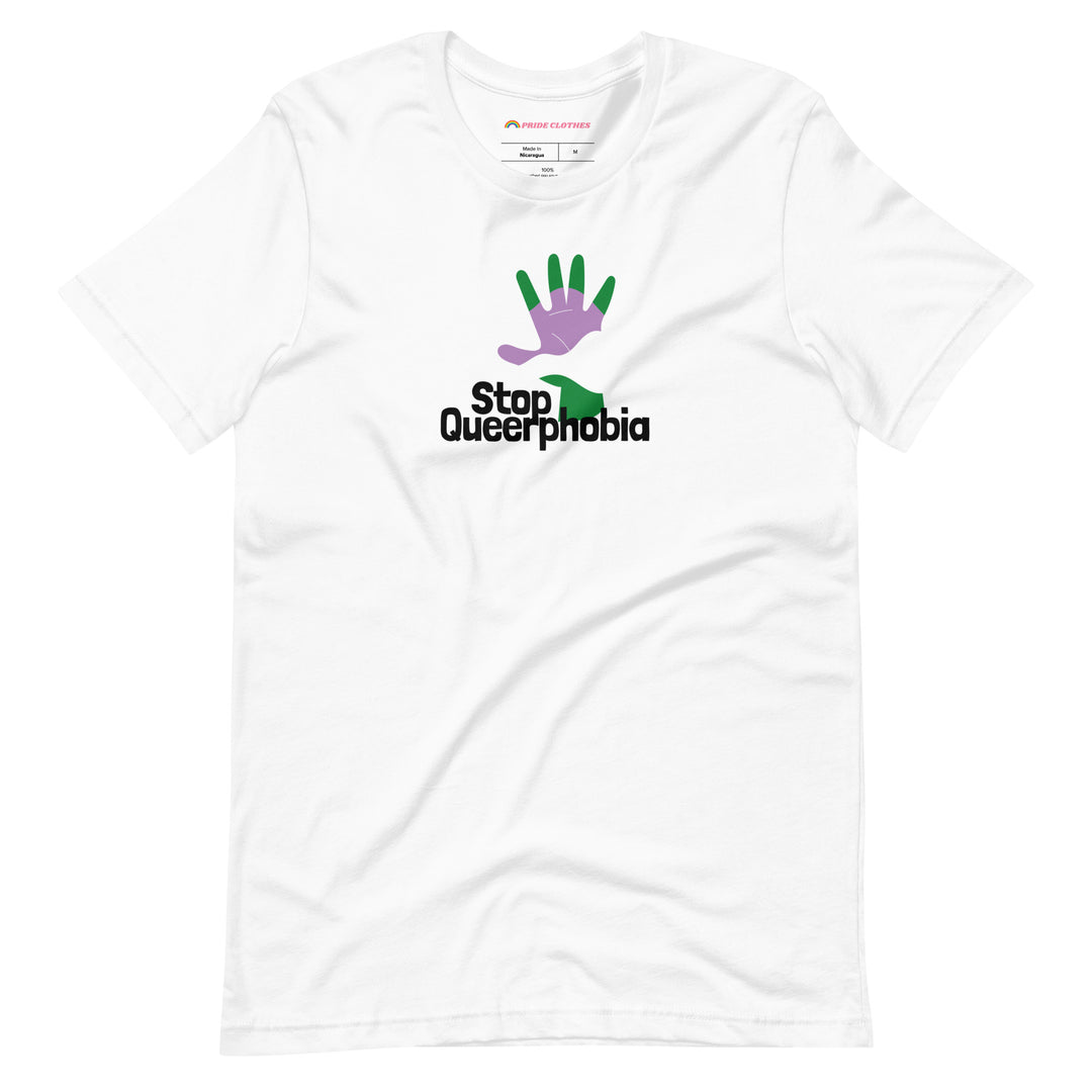 Pride Clothes - Stop Hate Stop Discrimination Stop Queerphobia T-Shirt - White