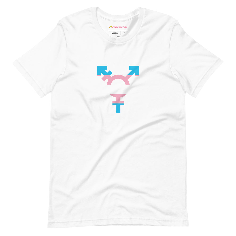 Pride Clothes - Authentic and Beautiful Trans Pride Flag Symbol T-Shirt - White